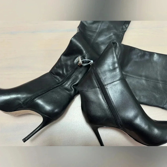 SCHUTZ Mikki The Knee High Leather Boot Zip Black Size 5B - Picture 6 of 8